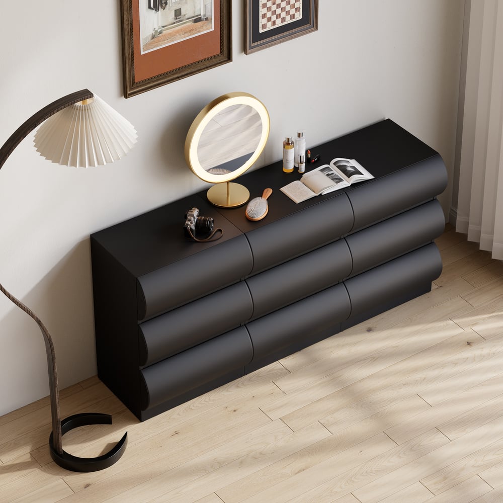 Humply 1505mm Leather Black 9-Drawer Dresser Chest window image