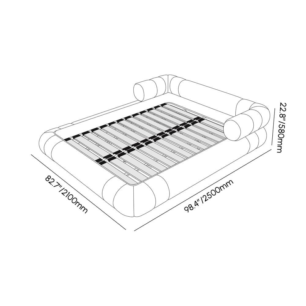 Queen Size Boucle Upholstered Cloud Floor Bed Frame weights dimensions image