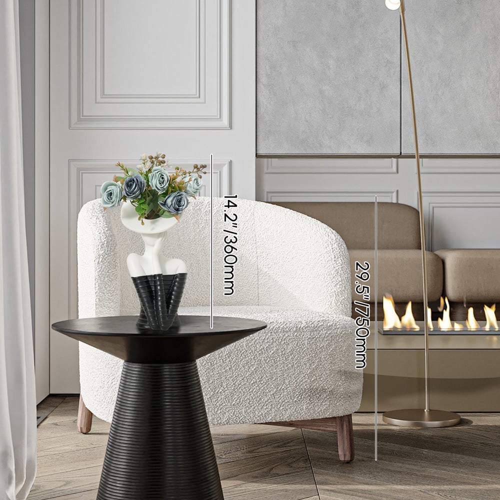 Sculptural Decorative Flower Arrangement, Resin Art Vase with 5-Head Artificial Roses weights dimensions image