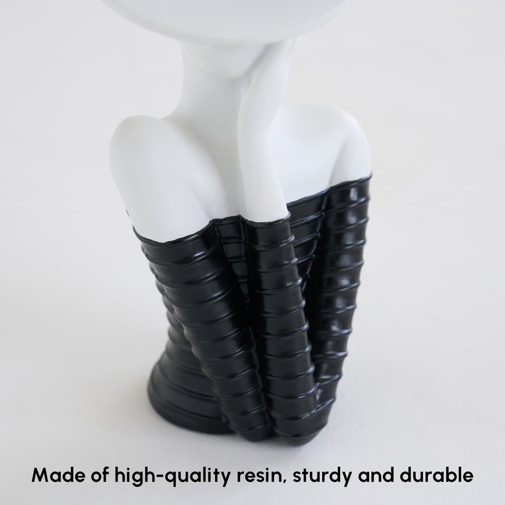 Sculptural Decorative Flower Arrangement, Resin Art Vase with 5-Head Artificial Roses window image