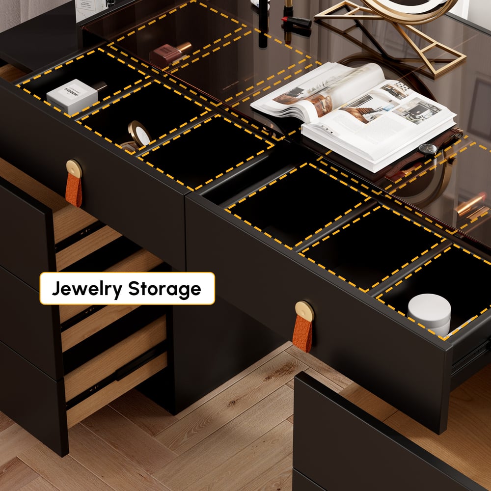 Chanor Modern Retractable Makeup Vanity Closet Island with Jewelry Storage window image