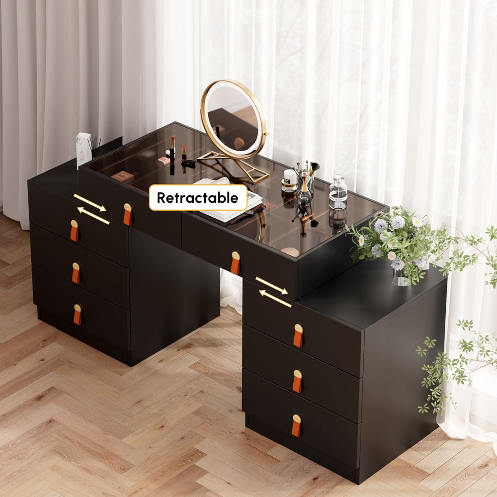 Chanor Modern Retractable Makeup Vanity Closet Island with Jewelry Storage window image