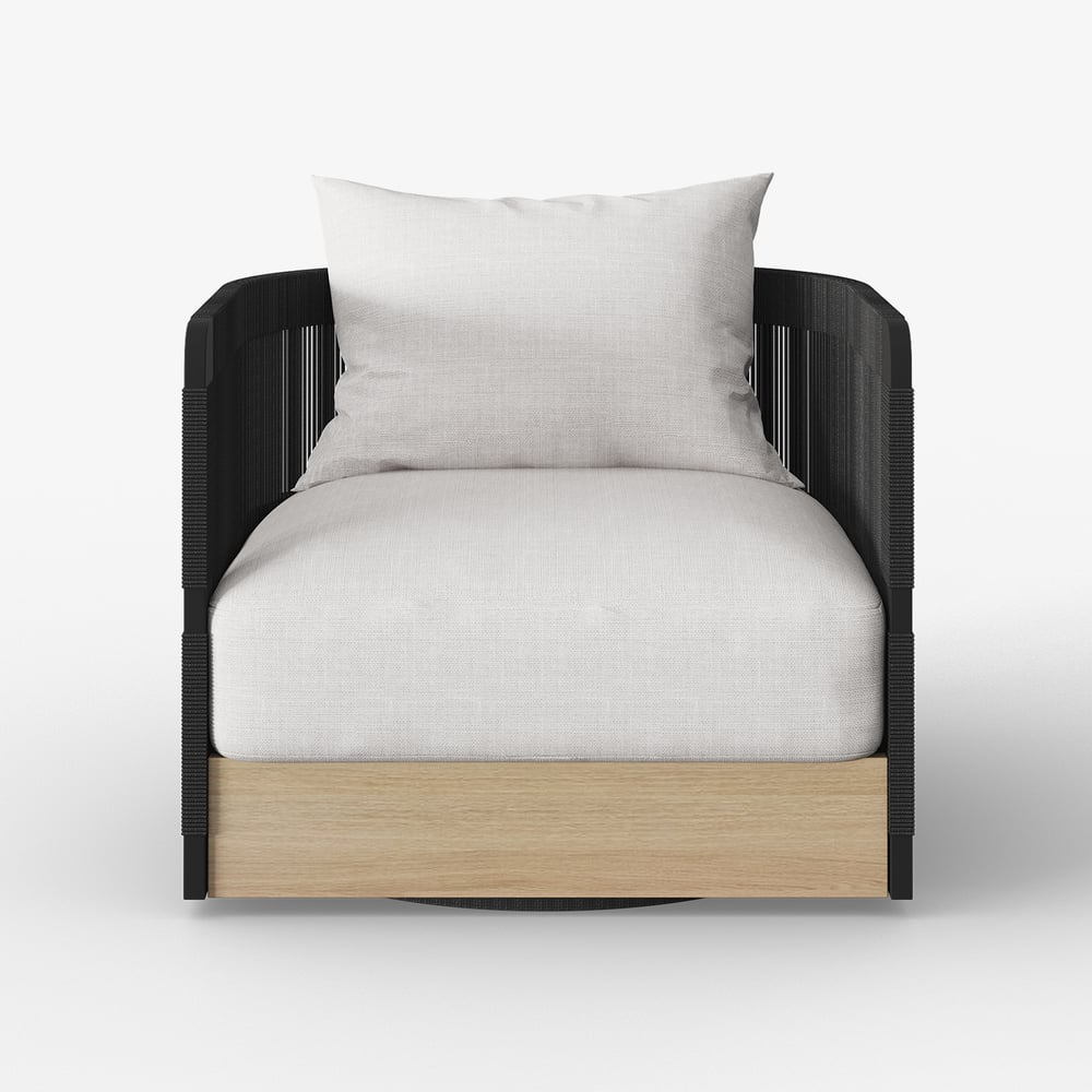 4-Pieces Modern Aluminum & Rope Outdoor Sofa Set with Coffee Table in Black for 4 window image