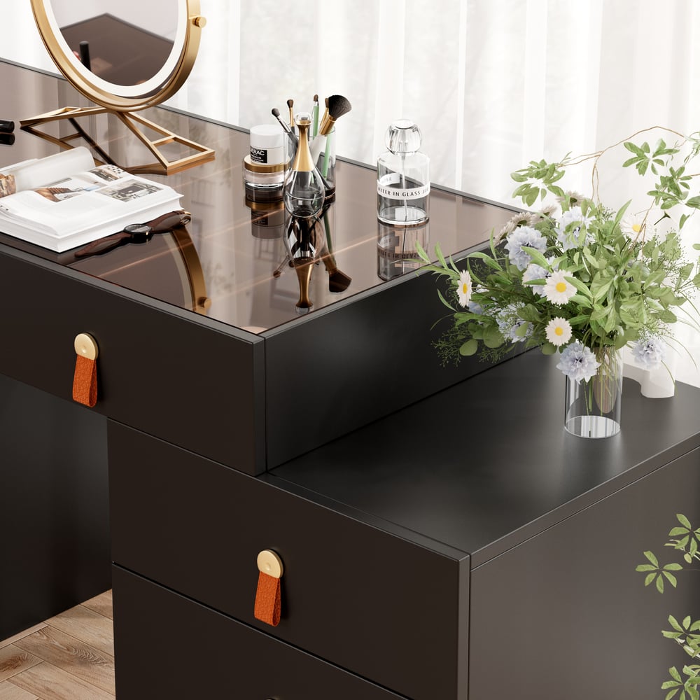 Chanor Modern Retractable Makeup Vanity Closet Island with Jewelry Storage window image