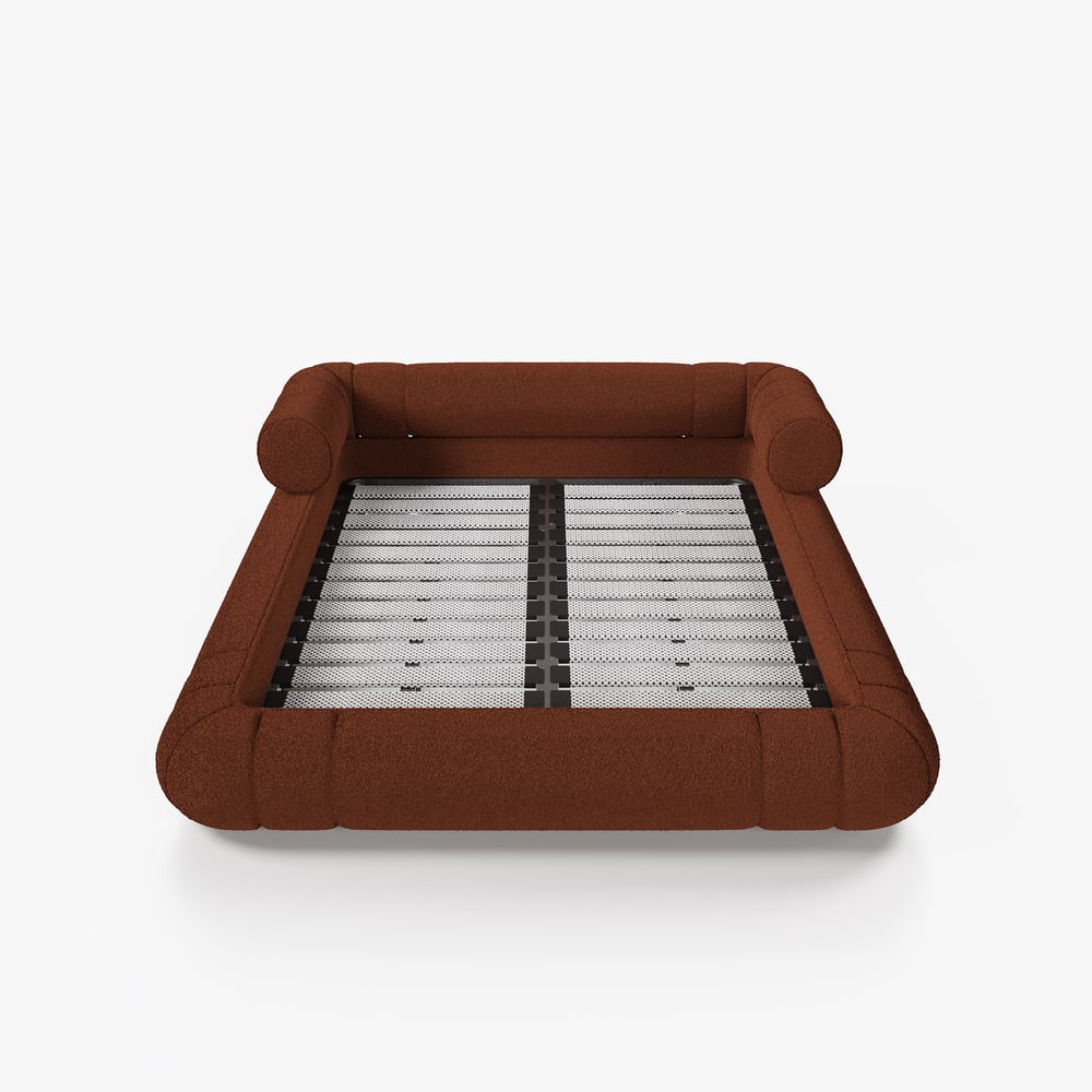 King Size Boucle Upholstered Cloud Floor Bed Frame window image