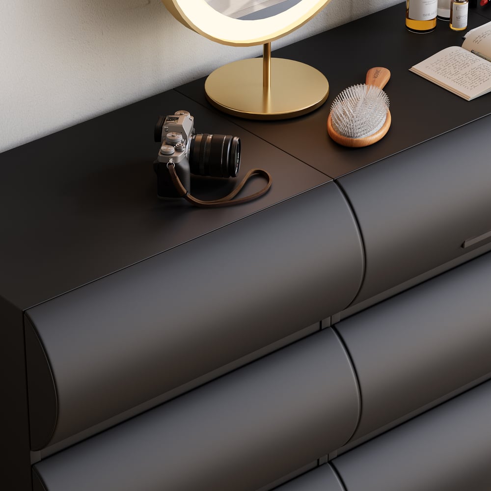 Humply 1505mm Leather Black 9-Drawer Dresser Chest window image