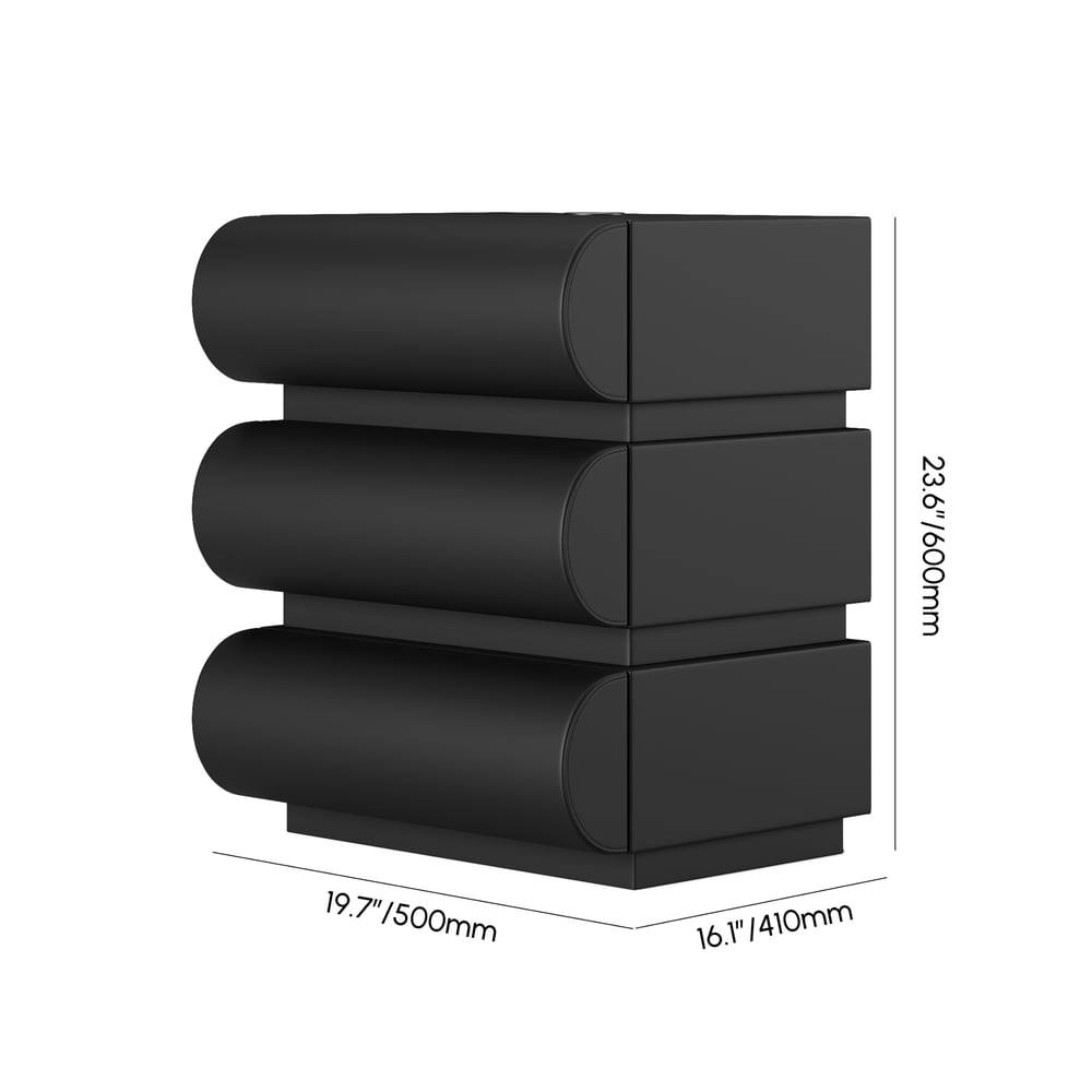 Humply Modern Black Leather Smart Nightstand with Wireless Charger Drawers Set of 2 weights dimensions image