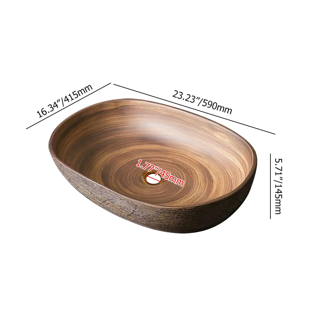 Ceramic Oval Bathroom Vessel Sink Retro Washbasin weights dimensions image