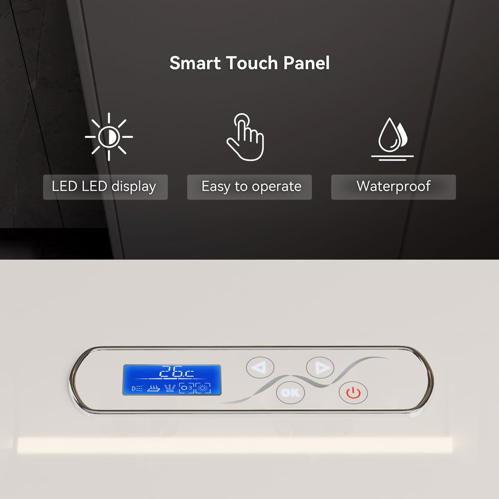 66.7" Fluted Double Jacuzzi Bathtub Acrylic with LED-Lit Waterfall Pillow window image