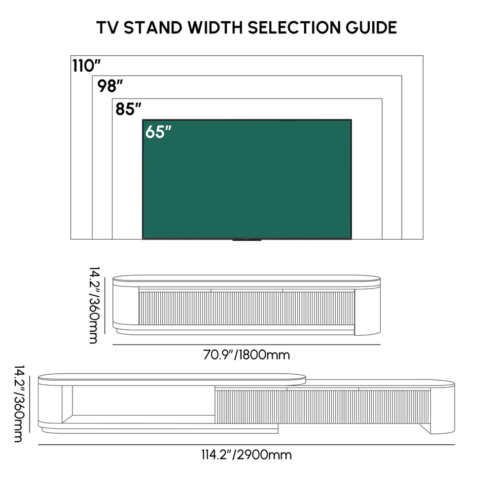 Velar Extendable Sintered Stone Top TV Stand with 3 Drawers weights dimensions image