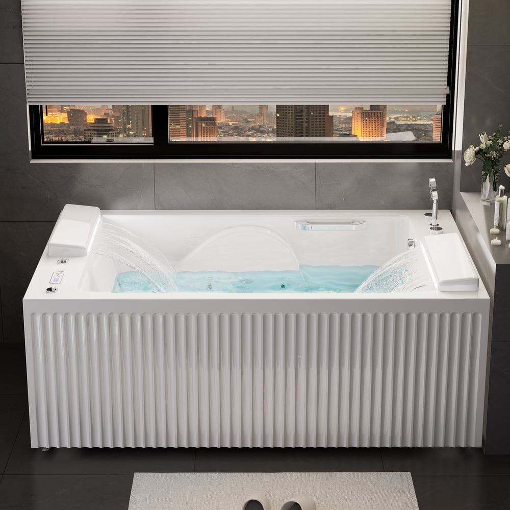 Customer Reviews for 66.7" Fluted Double Jacuzzi Bathtub Acrylic with LED-Lit Waterfall Pillow
