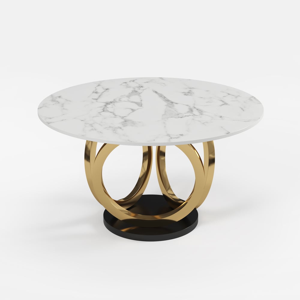 Juego de mesa de comedor de piedra sinterizada redonda de estilo moderno de 1350 mm con 4 sillas imagen de ventana