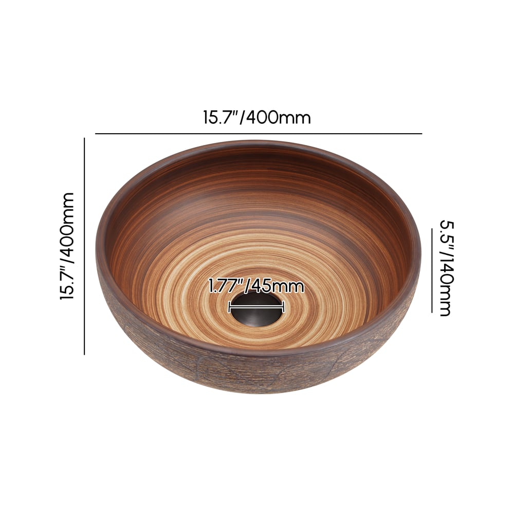 400mm Ceramic Round Bathroom Countertop Basin Retro Washbasin weights dimensions image