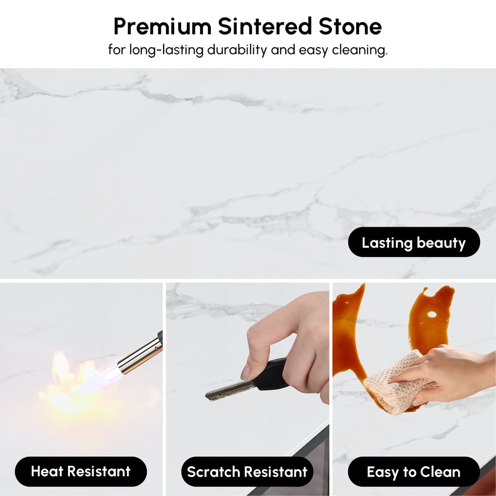 78.7" Sintered Stone Top Electric Fireplace TV Stand with Remote Control and Storage window image