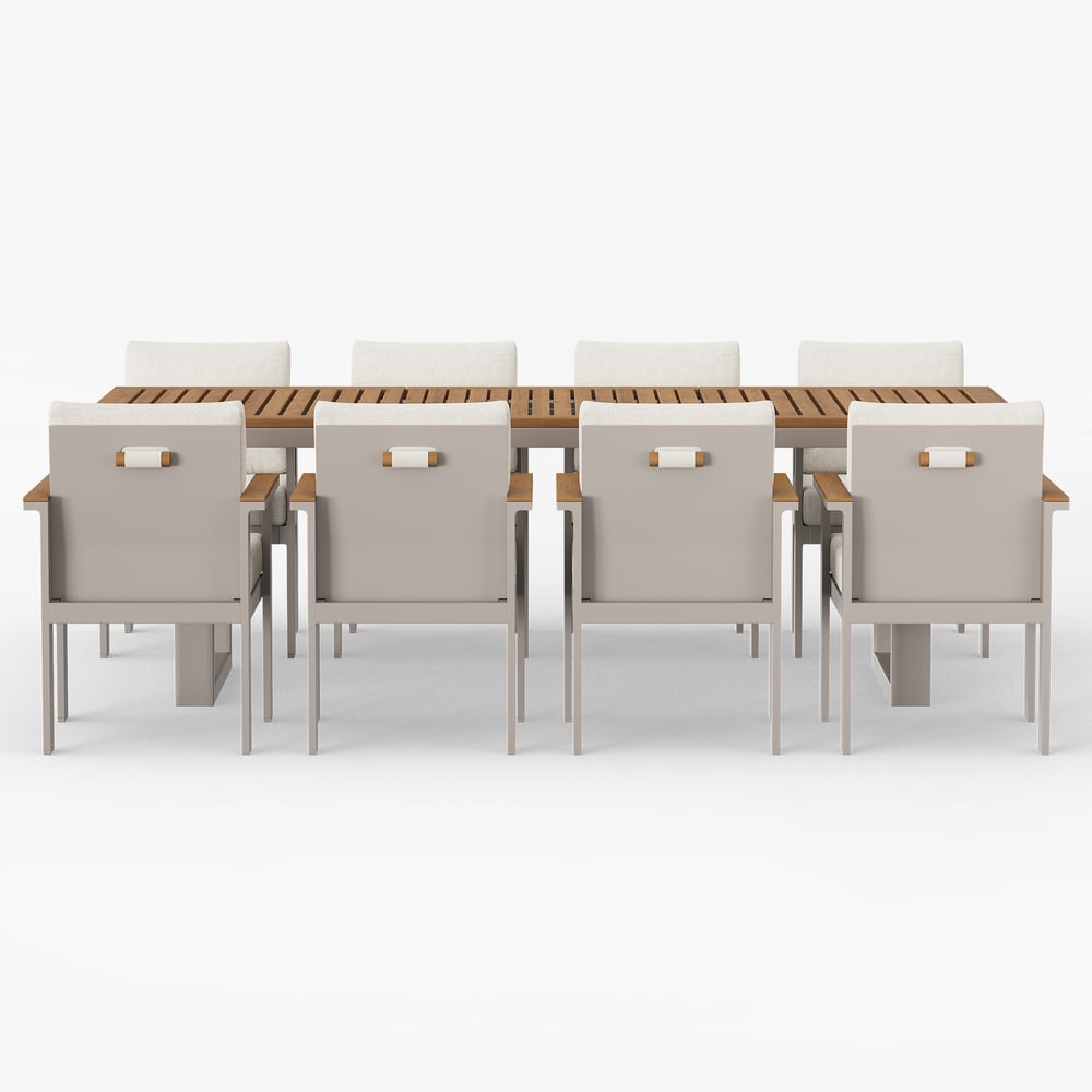Axis 9 Pieces Rectangle Wood & Aluminum Outdoor Patio Dining Set for 8 Person window image