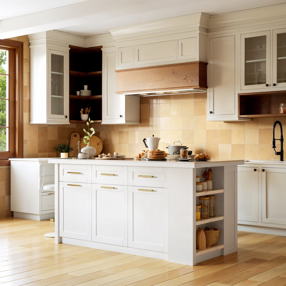 Îlots de cuisine de 1800 mm en pierre frittée blanche moderne avec armoire de rangement image de fenêtre