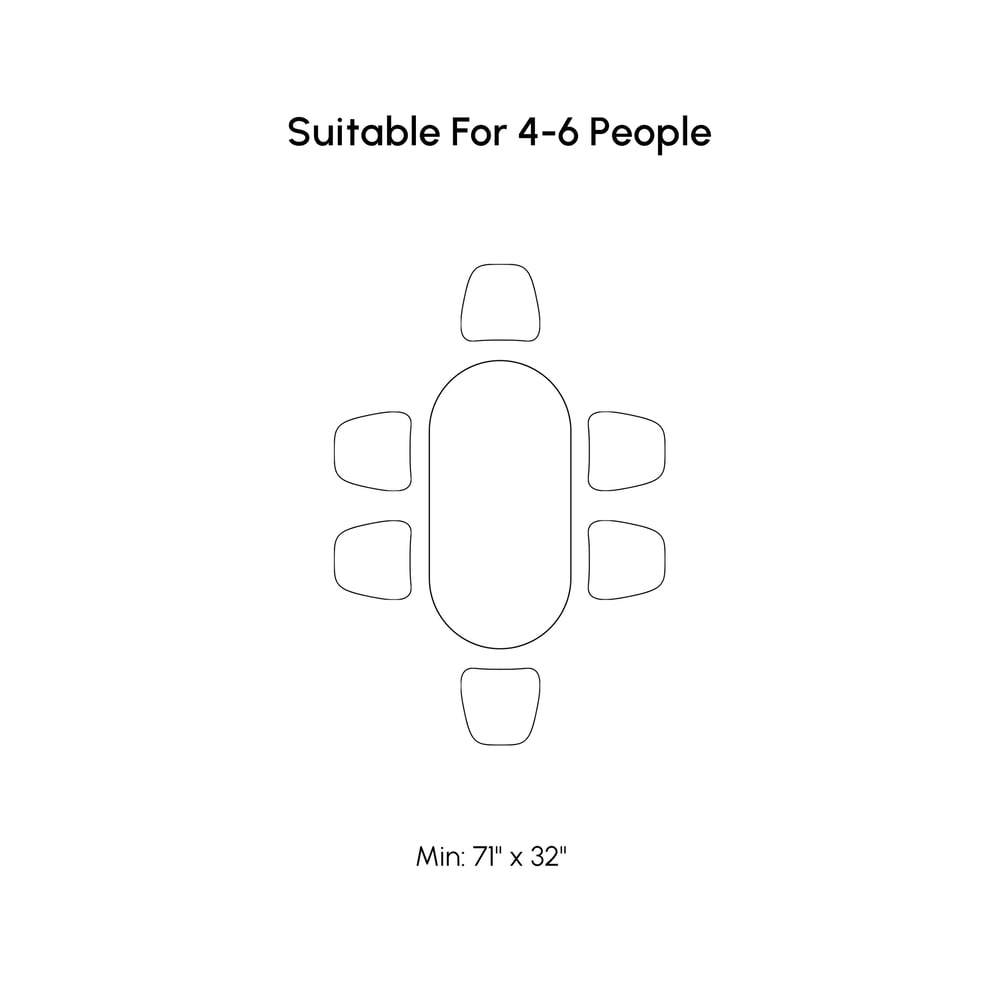 Tintica Series 70.9" Japandi Style Oval Wood Dining Table Walnut Seats 4-6 People weights dimensions image