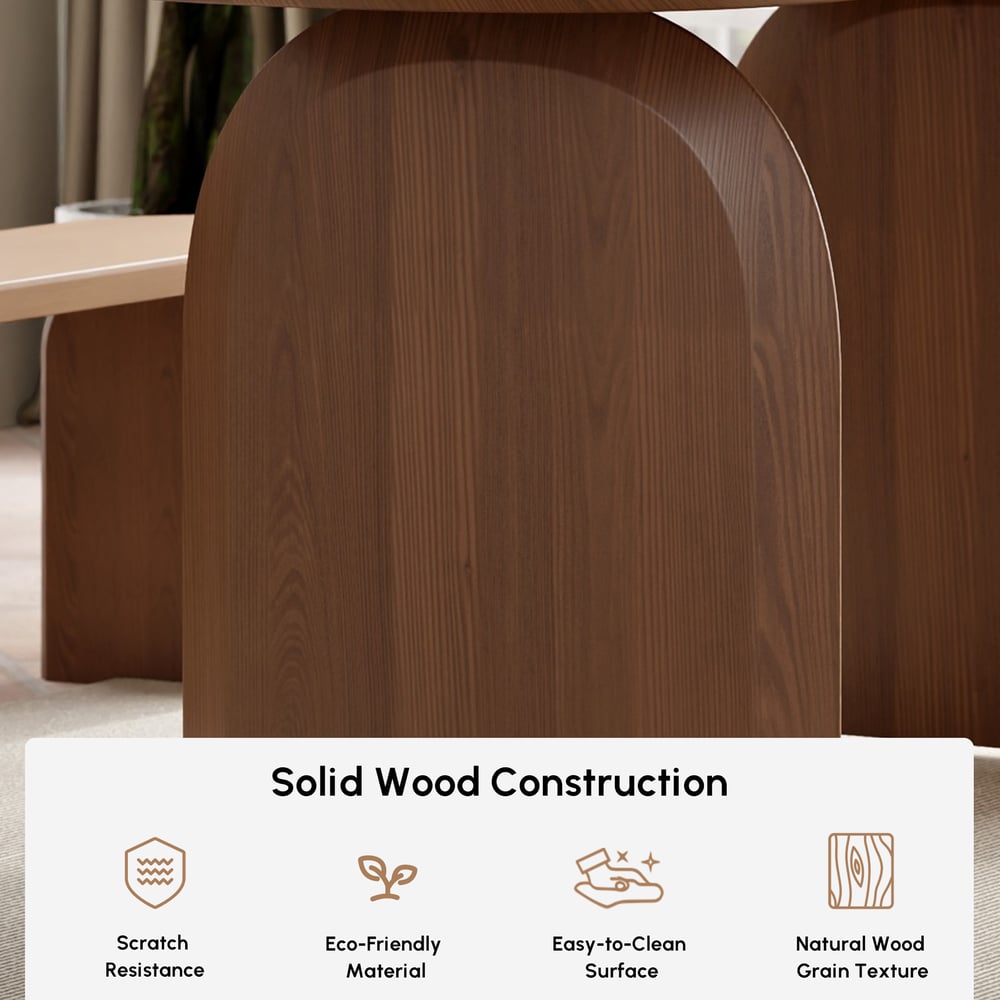 Tintica Series 78.7" Japandi Style Oval Wood Dining Table Walnut Seats 6-8 People window image