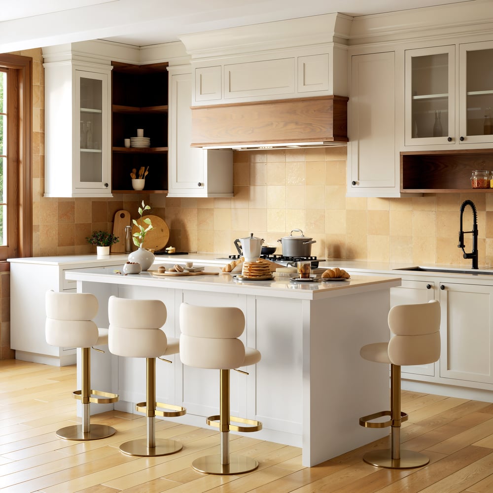 Îlots de cuisine de 1800 mm en pierre frittée blanche moderne avec armoire de rangement image de fenêtre