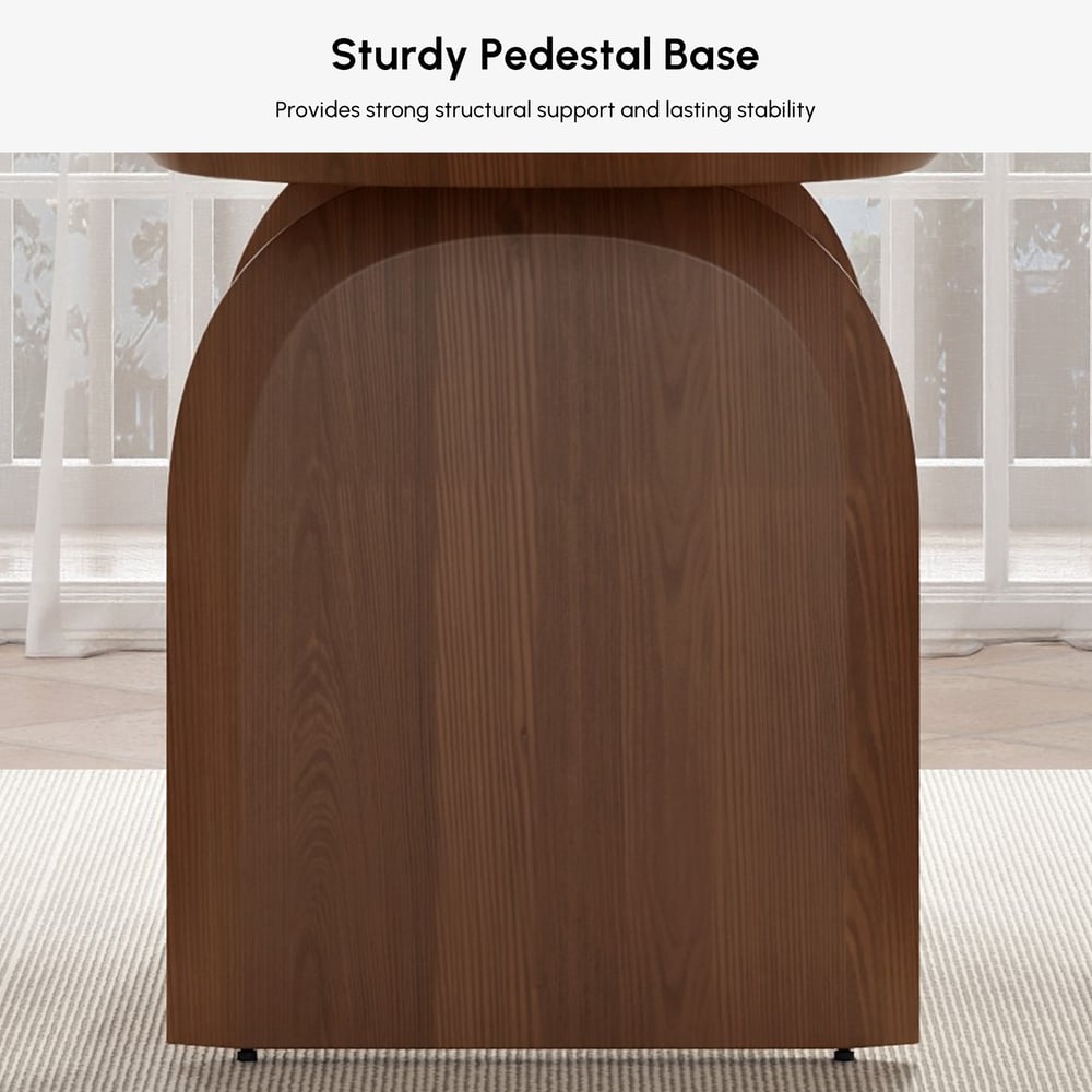 Tintica Series 78.7" Japandi Style Oval Wood Dining Table Walnut Seats 6-8 People window image