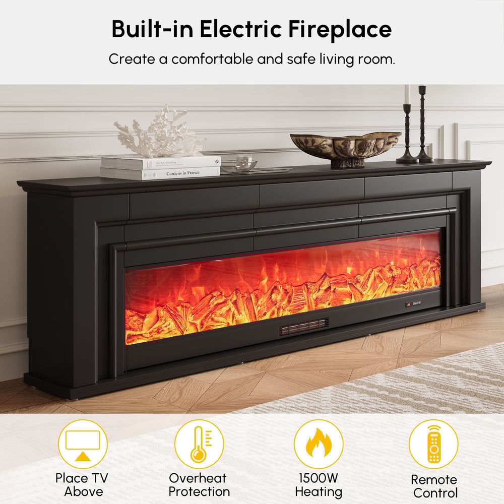 2000mm Electric Fireplace TV Stand with Remote Control window image