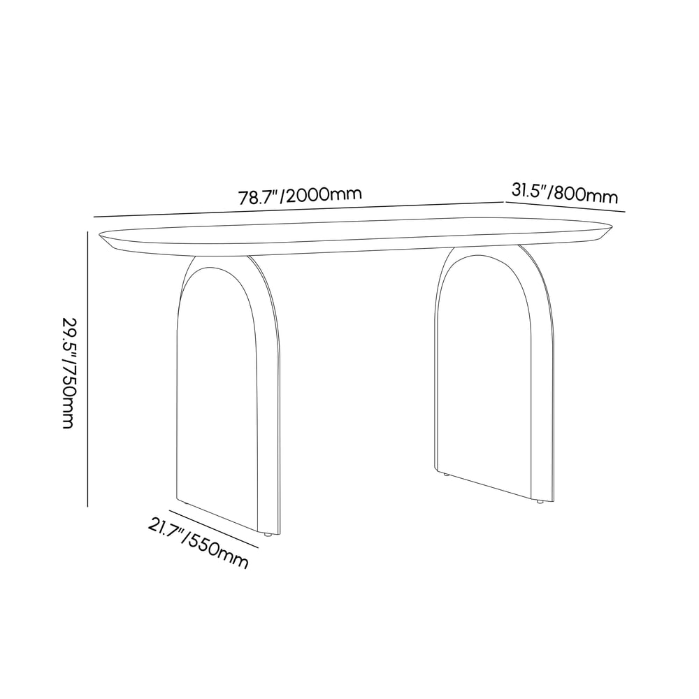Tintica Series 78.7" Japandi Style Oval Wood Dining Table Walnut Seats 6-8 People weights dimensions image