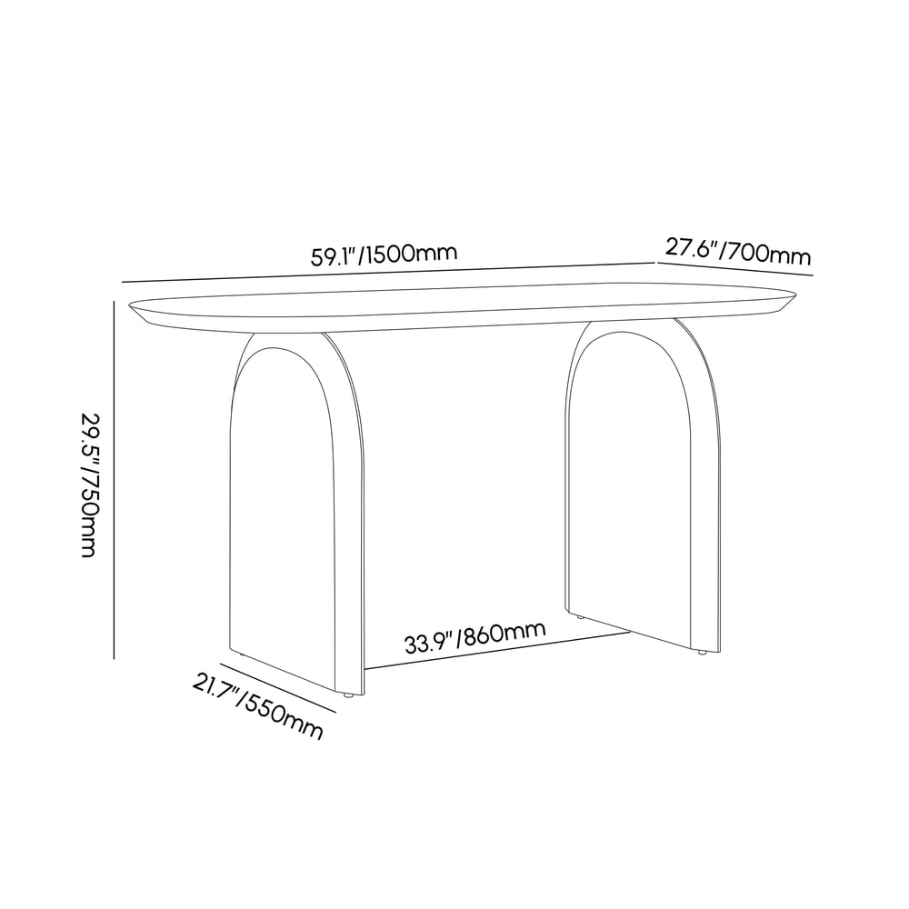 Tintica Series 59" Japandi Style Oval Wood Dining Table Walnut Seats 4 People weights dimensions image
