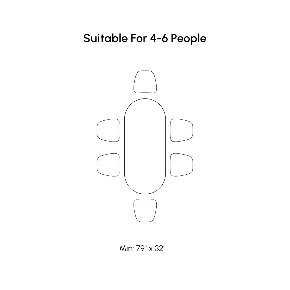 Tintica Series 78.7" Japandi Style Oval Wood Dining Table Walnut Seats 6-8 People weights dimensions image