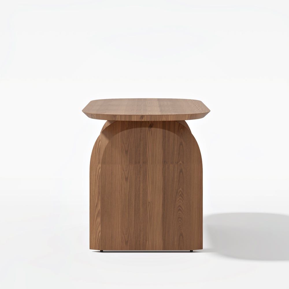 Tintica Series 59" Japandi Style Oval Wood Dining Table Walnut Seats 4 People window image