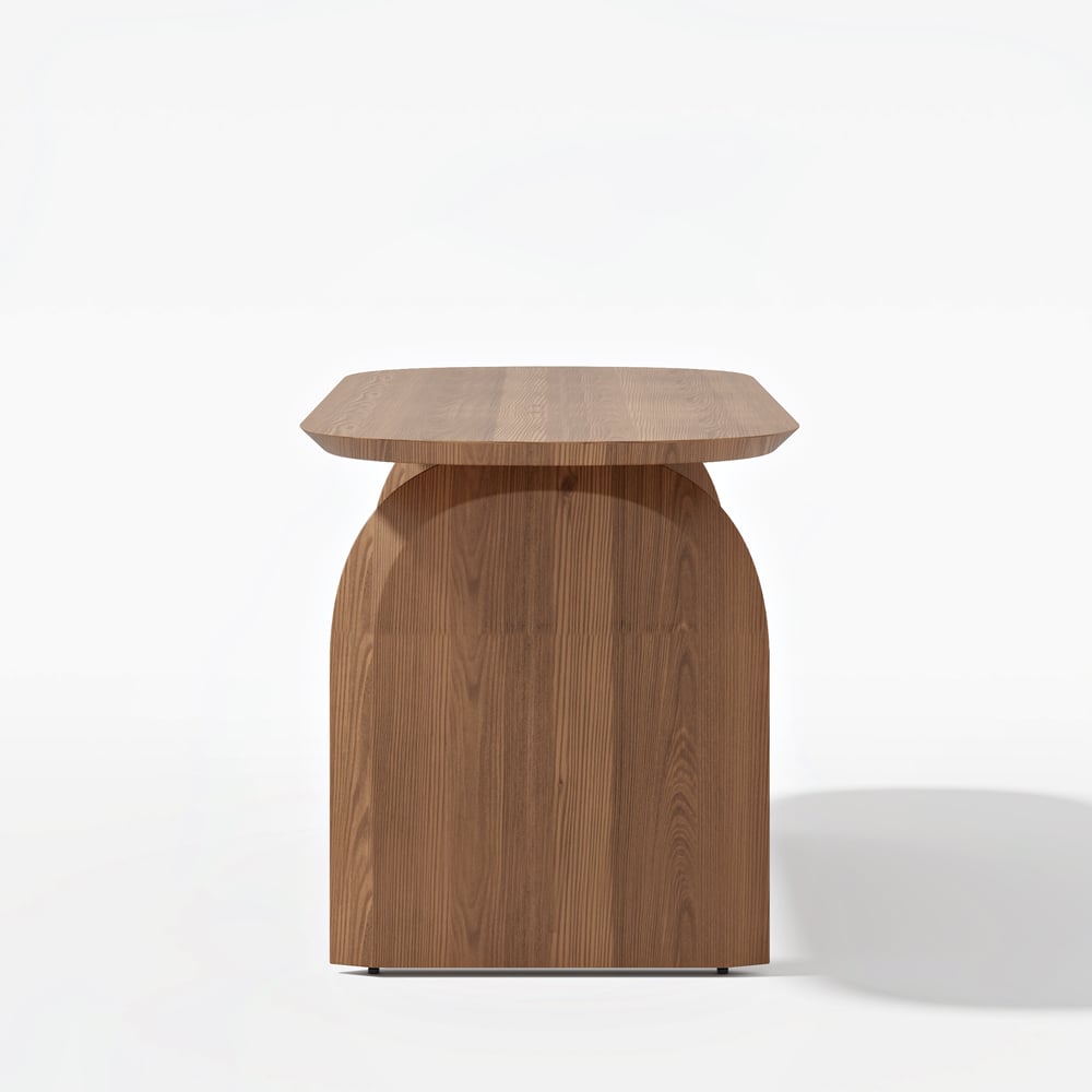 Tintica Series 70.9" Japandi Style Oval Wood Dining Table Walnut Seats 4-6 People window image