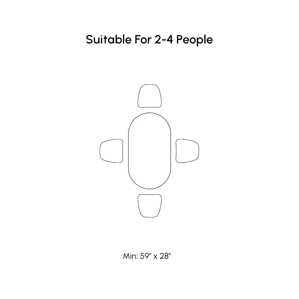 Tintica Series 59" Japandi Style Oval Wood Dining Table Walnut Seats 4 People weights dimensions image