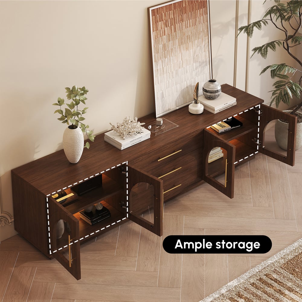 Arune 2030mm Arched Glass Doors TV Stand with Storage and LED window image