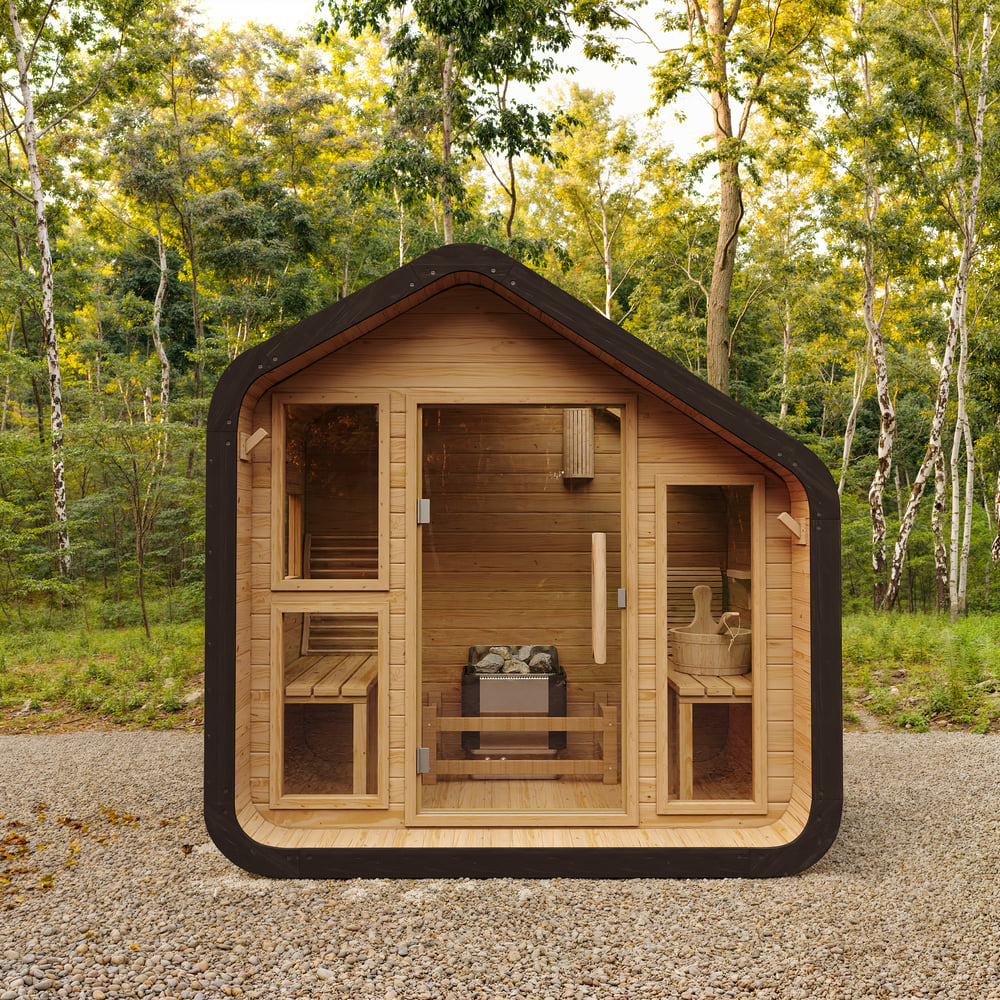 2-Person Outdoor Sauna with Electric Heater & LED Lights window image