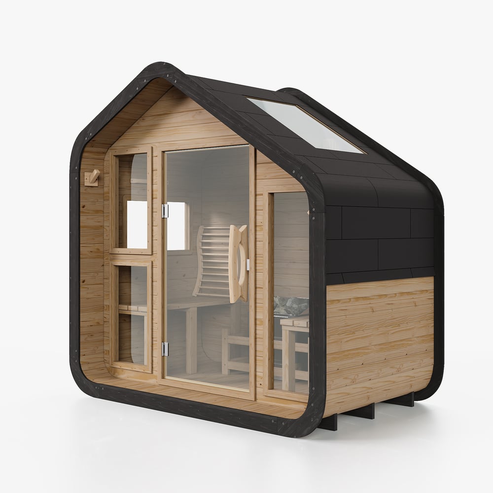 2-Person Outdoor Sauna with Electric Heater & LED Lights window image