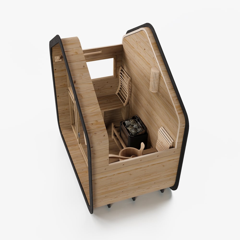 2-Person Outdoor Sauna with Electric Heater & LED Lights window image