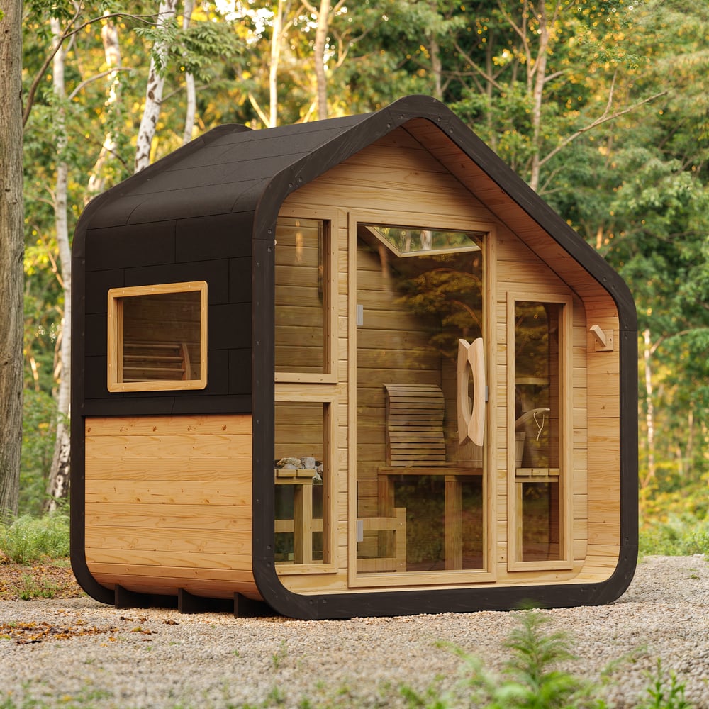 2-Person Outdoor Sauna with Electric Heater & LED Lights window image