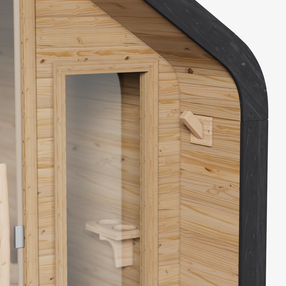 4-Person Electric Outdoor Sauna with LED Lighting & Glass Door window image