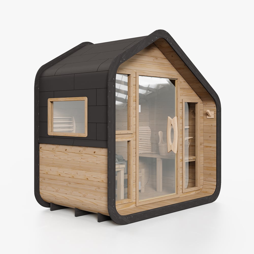 2-Person Outdoor Sauna with Electric Heater & LED Lights window image