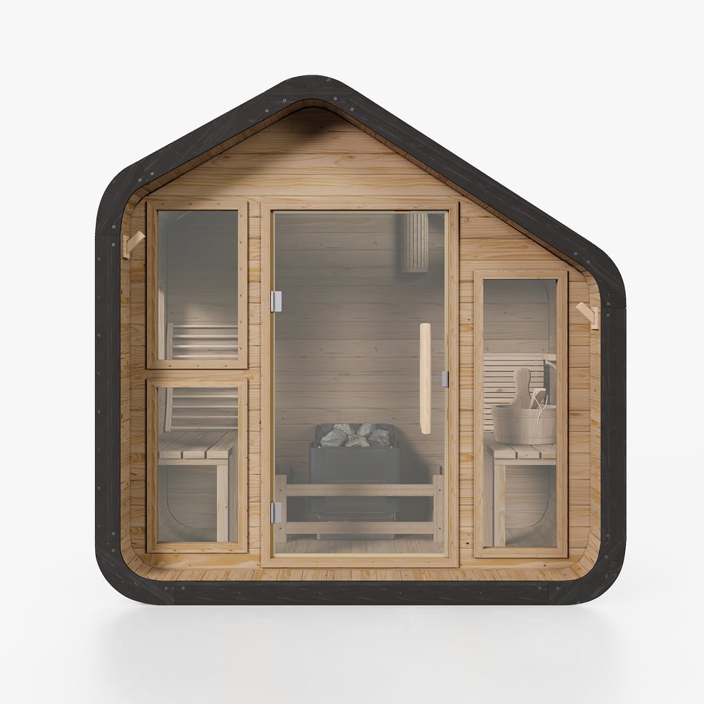 2-Person Outdoor Sauna with Electric Heater & LED Lights window image