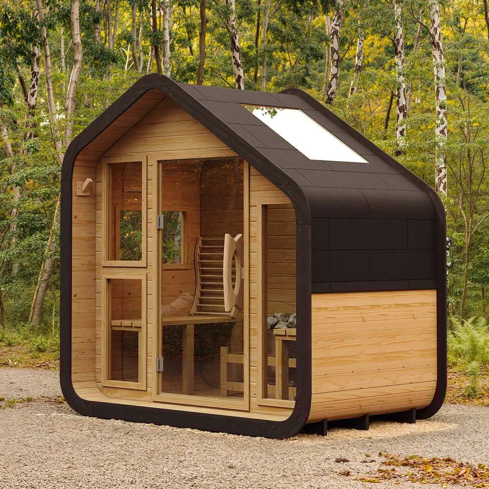 2-Person Outdoor Sauna with Electric Heater & LED Lights window image