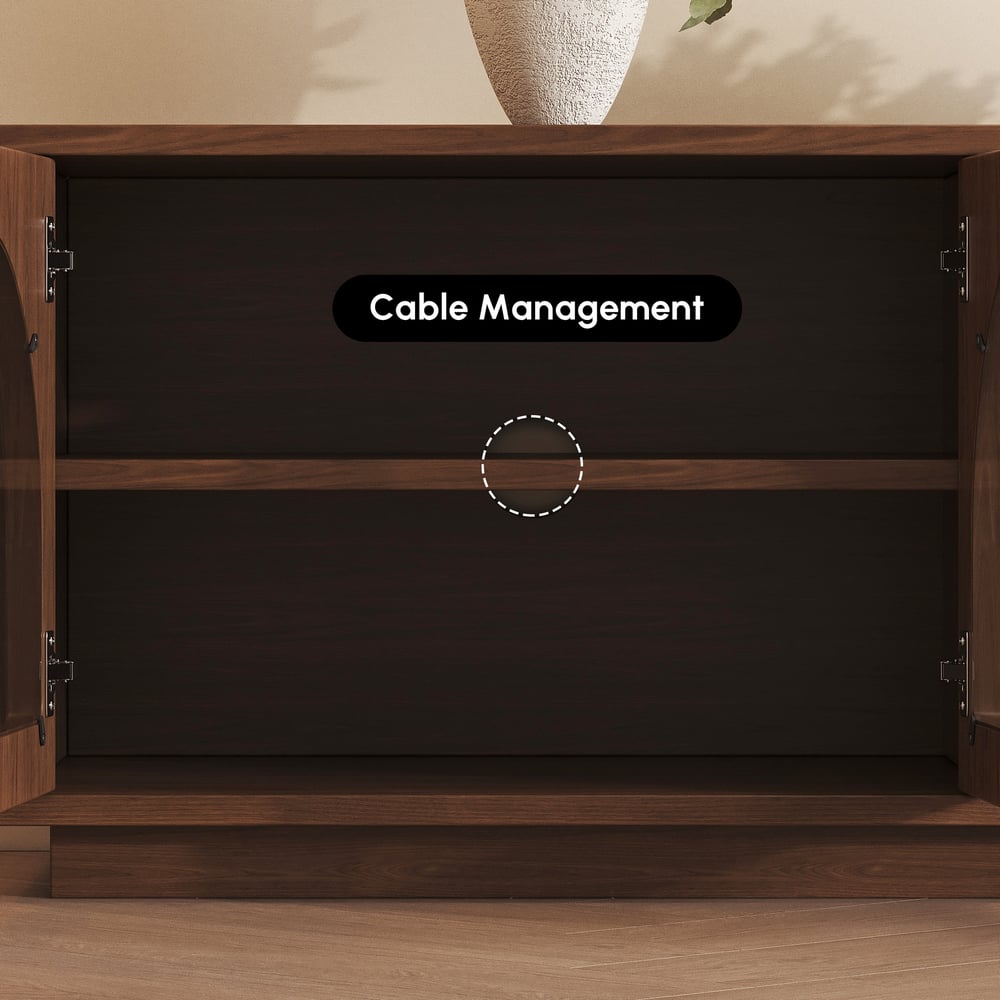 Arune 2030mm Arched Glass Doors TV Stand with Storage and LED window image