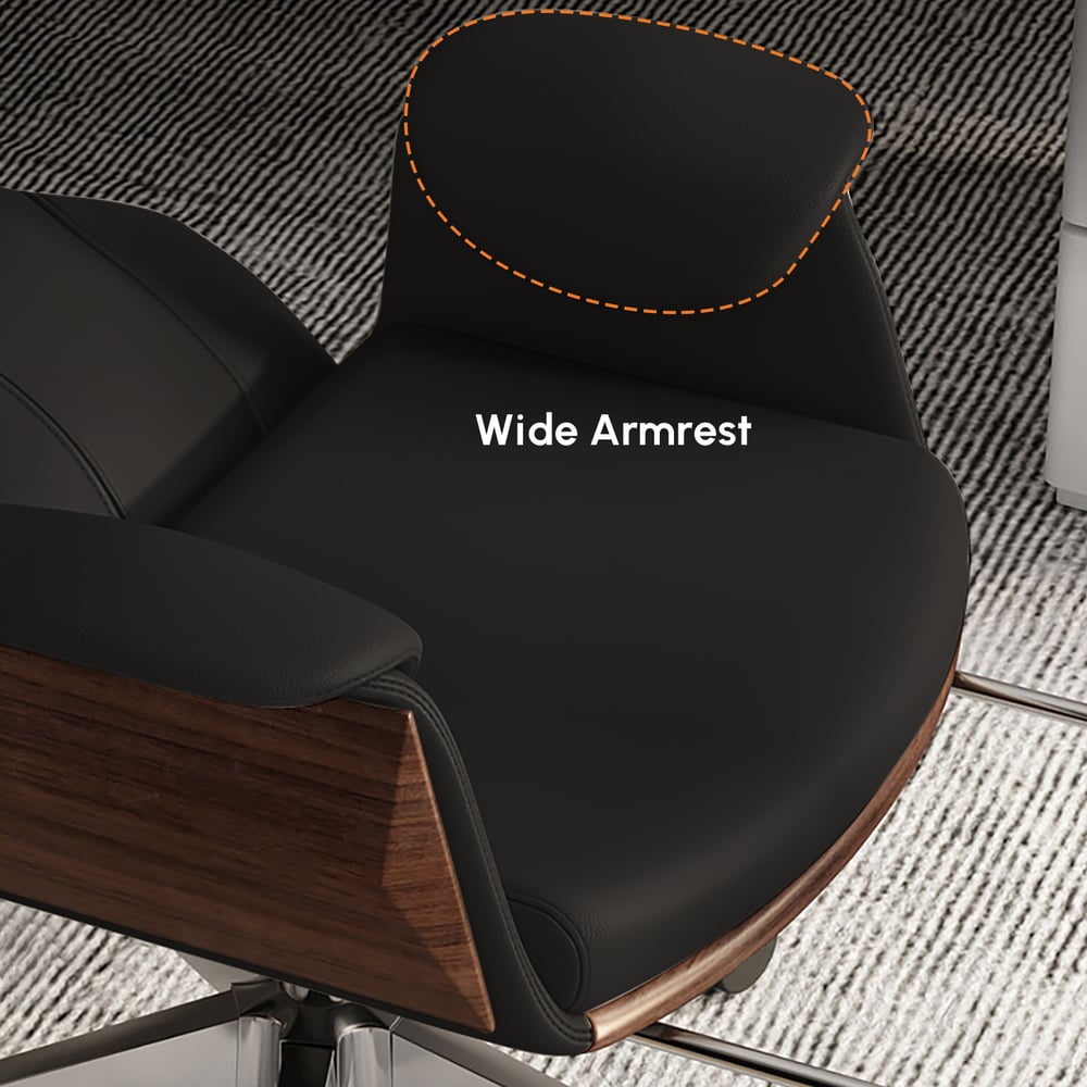 Fauteuil de bureau inclinable en cuir à dossier haut, pivotant réglable, noir image de fenêtre