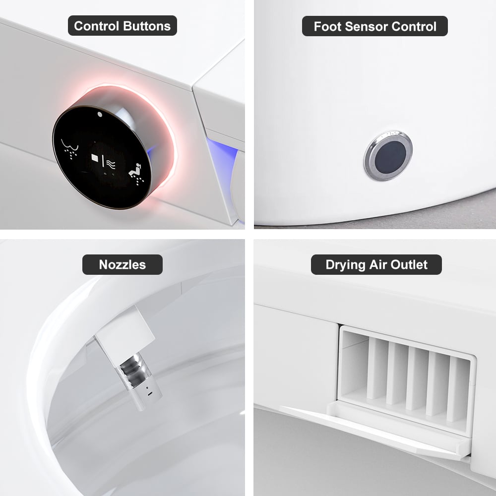 Toilette et bidet automatiques allongés muraux monoblocs modernes et intelligents avec siège image de fenêtre