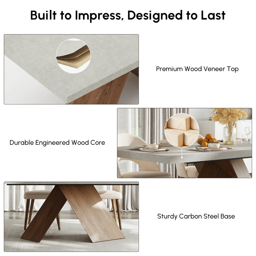 79"-94" Farmhouse Extendable Wood Dining Table Gray Seats 6-8 window image