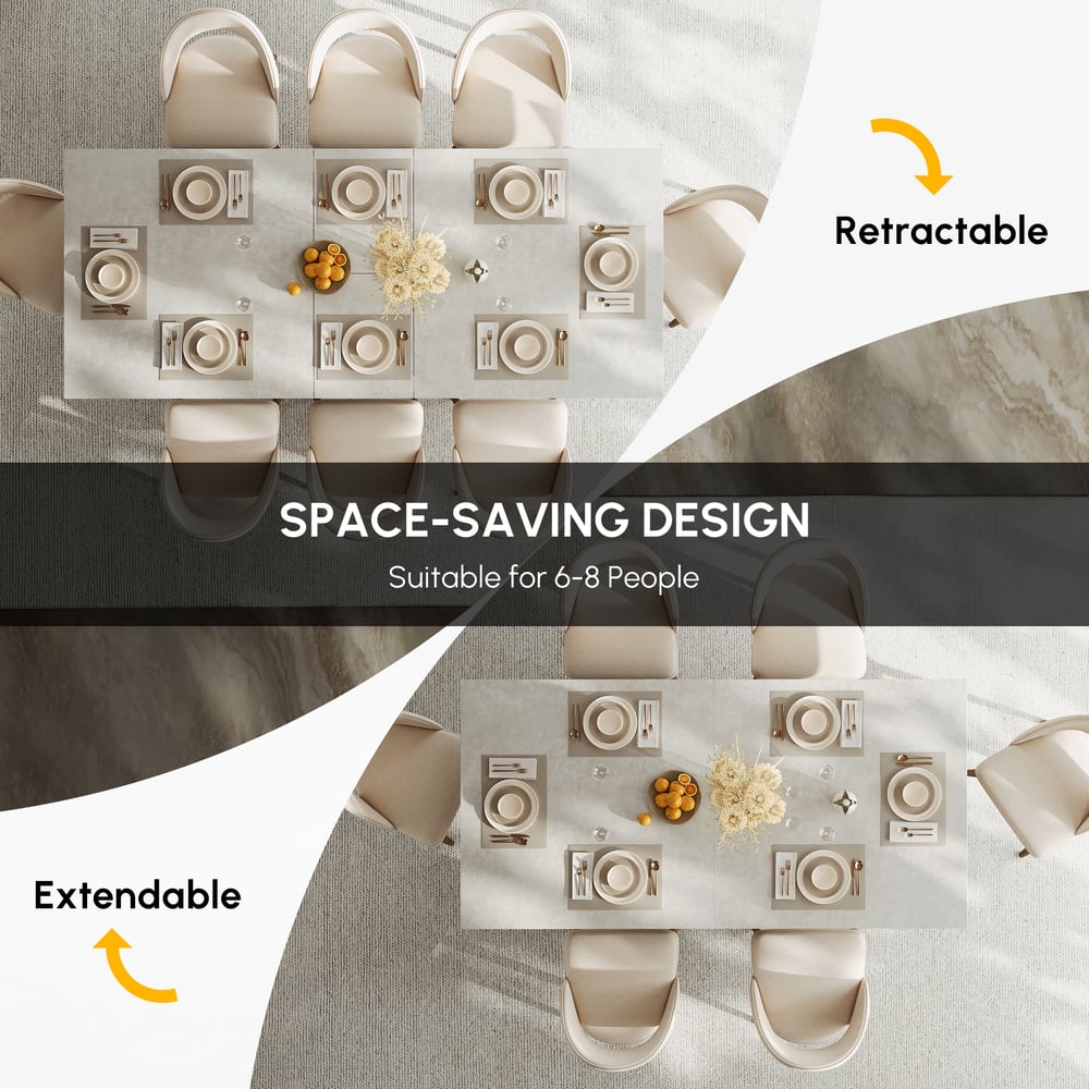 79"-94" Farmhouse Extendable Wood Dining Table Gray Seats 6-8 window image