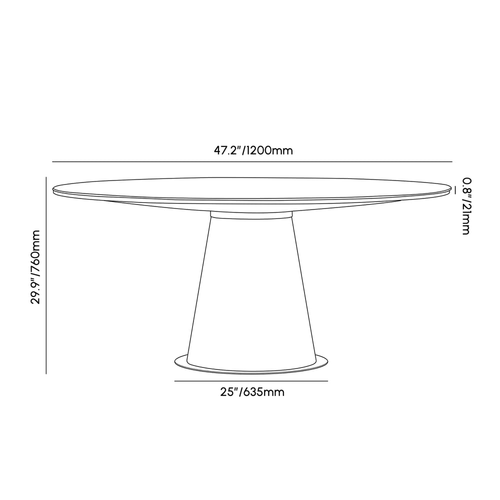 Round Dining Table Sintered Stone Top Wooden Base for 6 Mid-Century Modern weights dimensions image