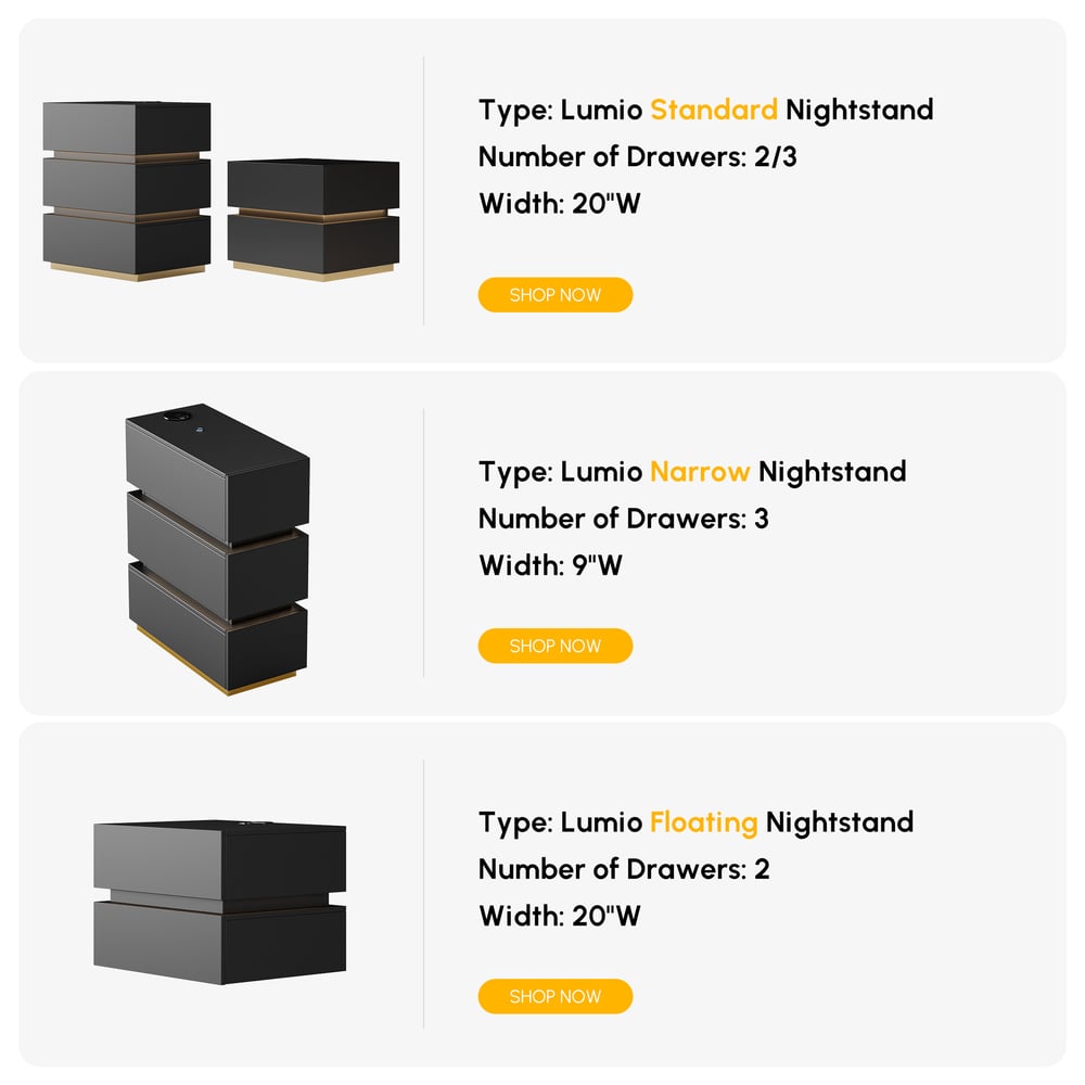 Lumio 2-Drawer LED Smart Black Nightstand with Light window image