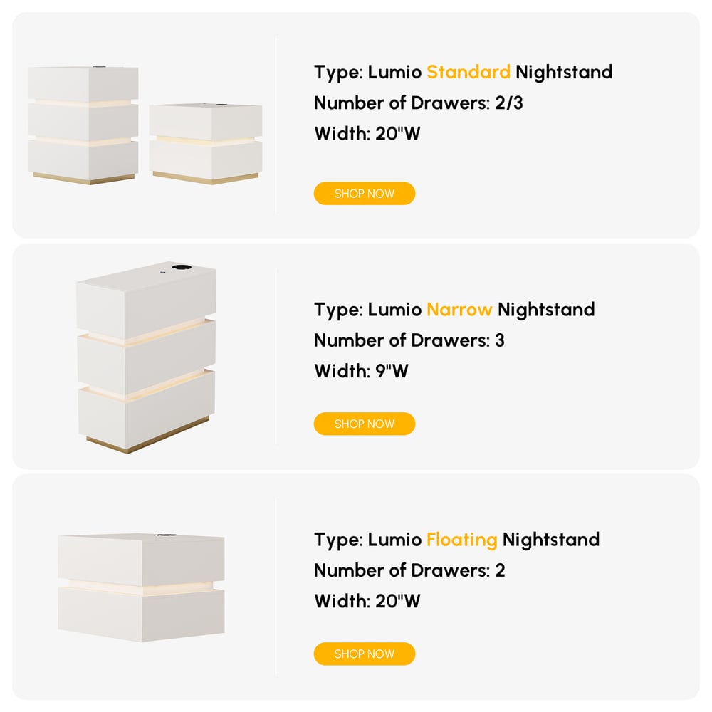 Lumio 2-Drawer LED Smart White Nightstand with Light window image