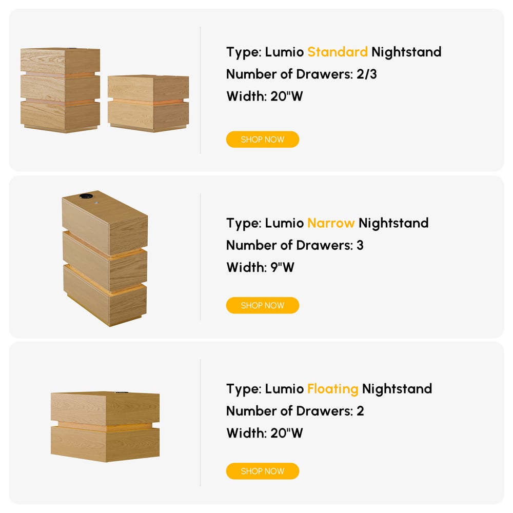 Lumio 2-Drawer LED Smart Natural Nightstand with Light window image