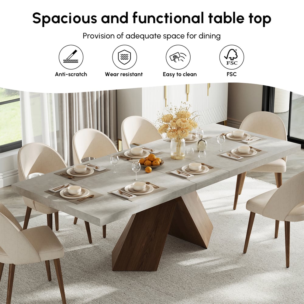 79"-94" Farmhouse Extendable Wood Dining Table Gray Seats 6-8 window image